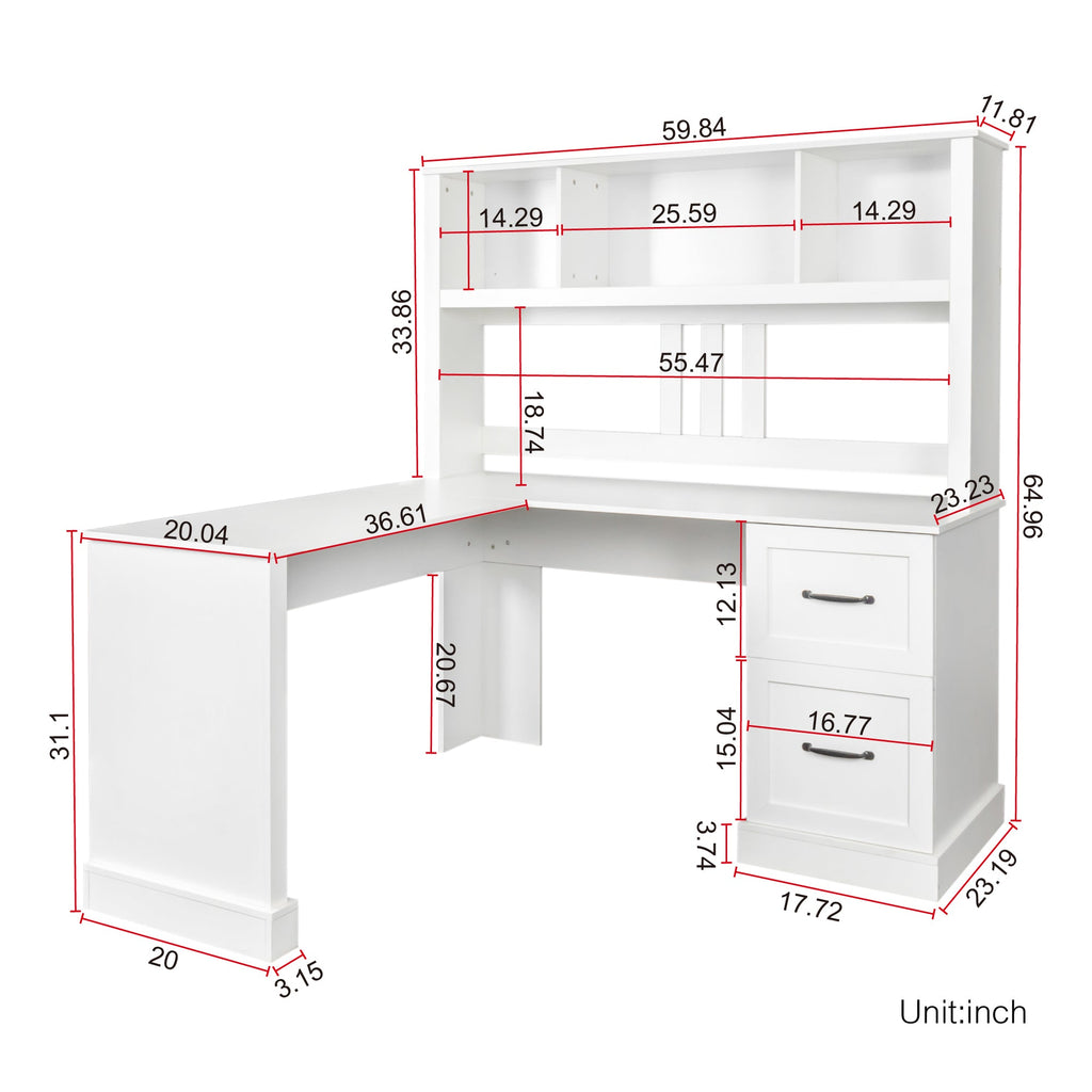 Home Office Computer Desk with Hutch, Antiqued