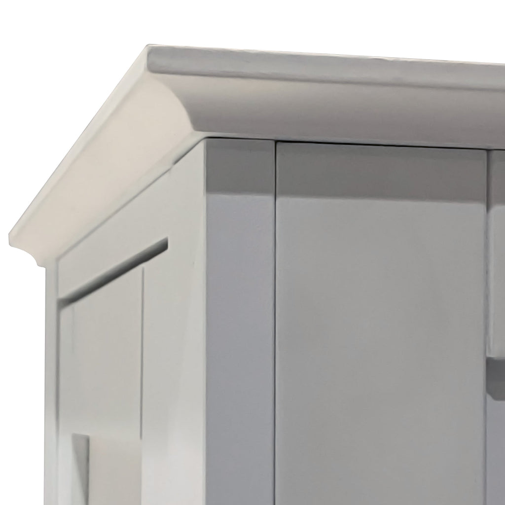 Tall Narrow Tower Freestanding Cabinet with Shutter Doors - White