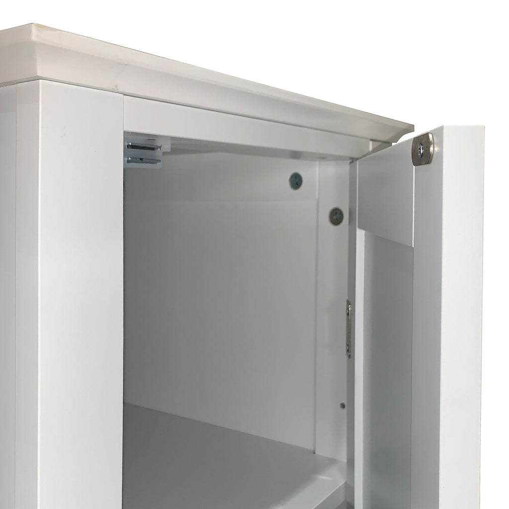 Tall Narrow Tower Freestanding Cabinet with Shutter Doors - White