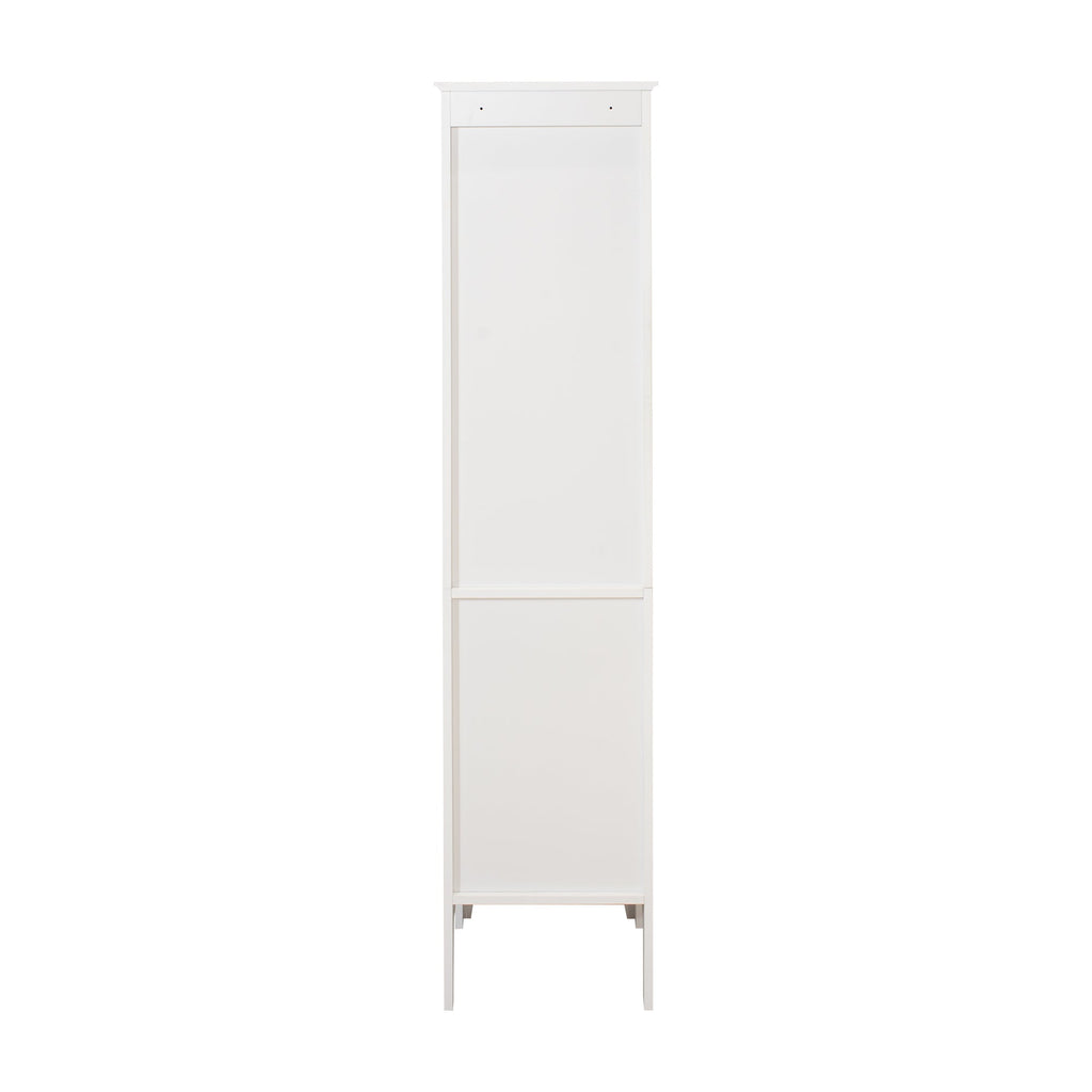 Tall Narrow Tower Freestanding Cabinet with Shutter Doors - White