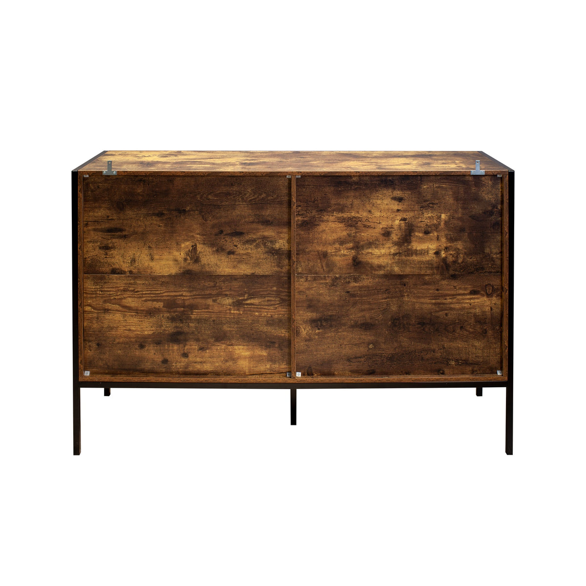 Industrial Style 6 Drawer Double Dresser with Metal Frame - Rustic Brown & Black