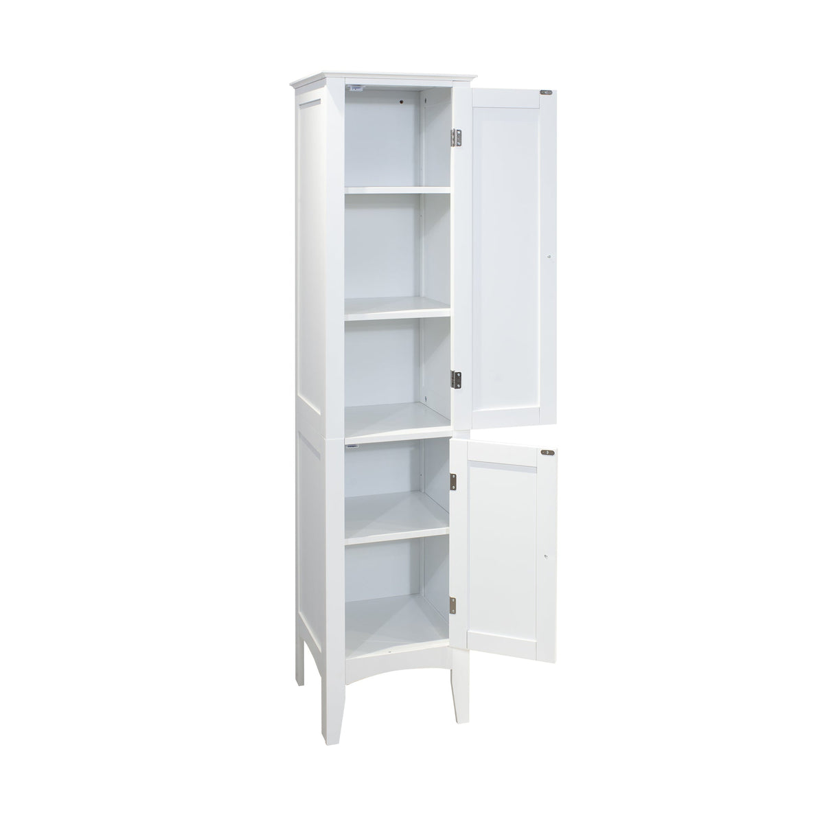 Tall Narrow Tower Freestanding Cabinet with Shutter Doors - White