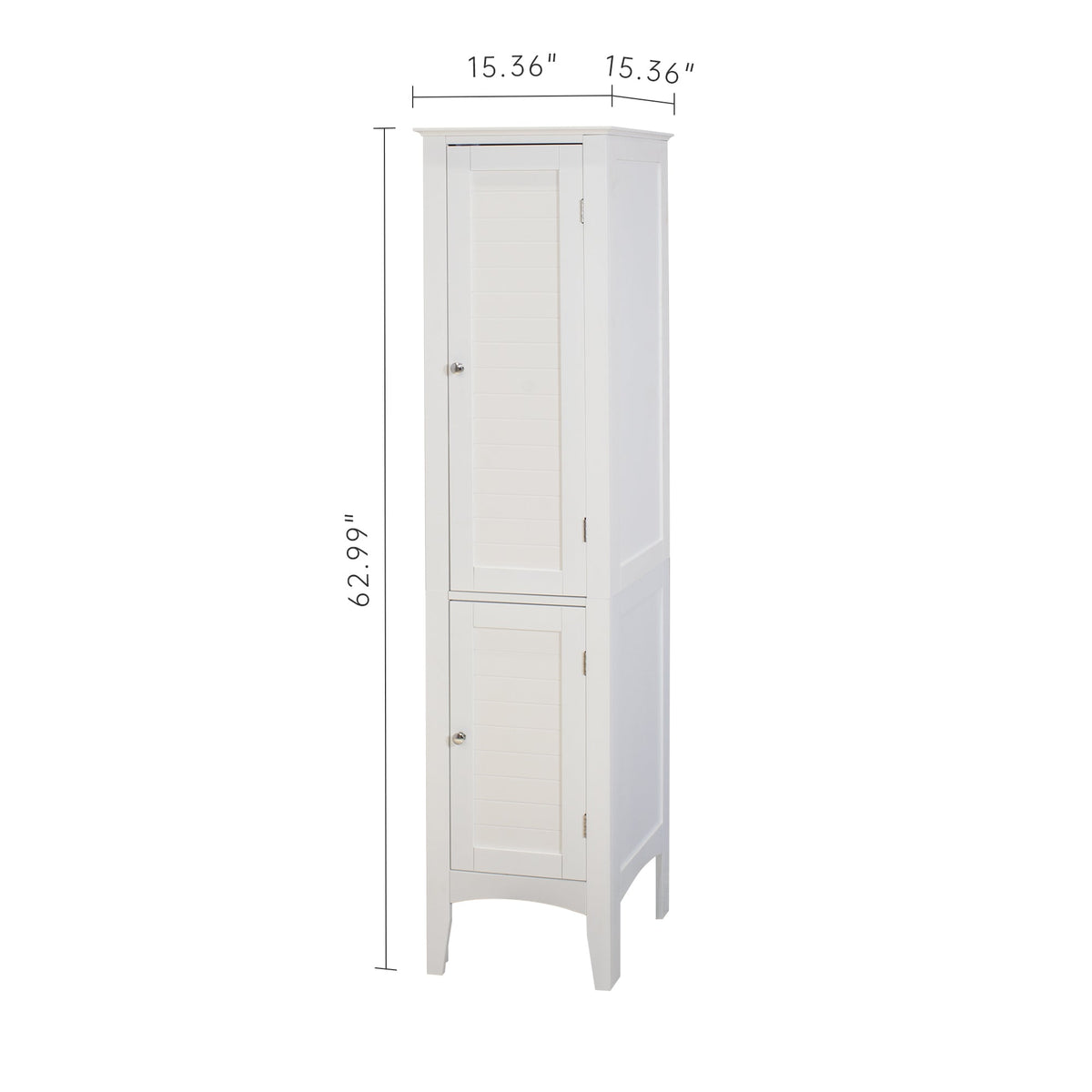 Tall Narrow Tower Freestanding Cabinet with Shutter Doors - White