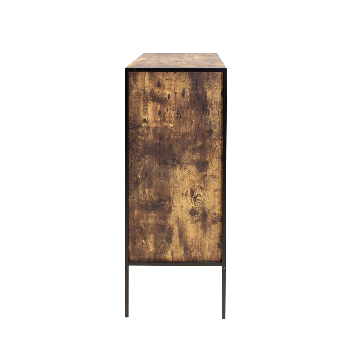 Industrial Style 4 Drawer Dresser with Sturdy Metal Frame - Rustic