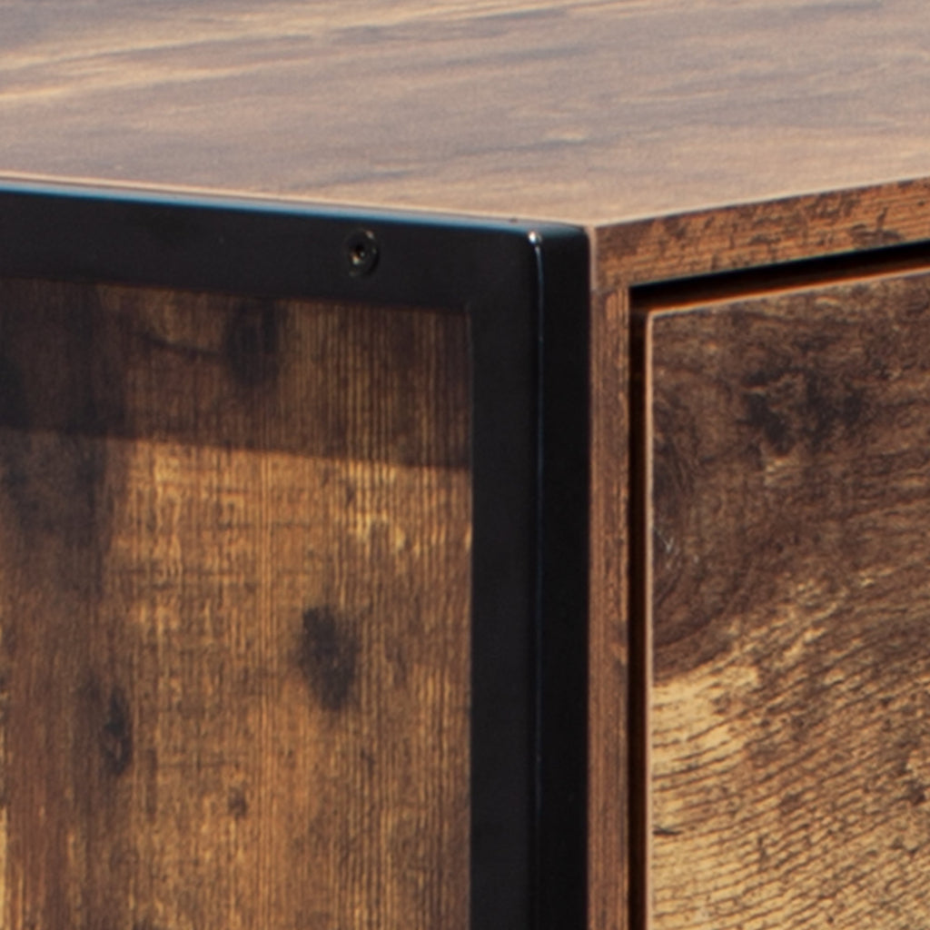 Industrial Style 4 Drawer Dresser with Sturdy Metal Frame - Rustic
