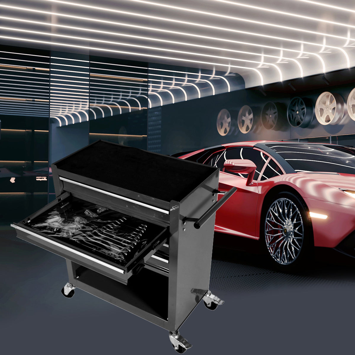 4-Drawer Rolling Tool Box with Tools