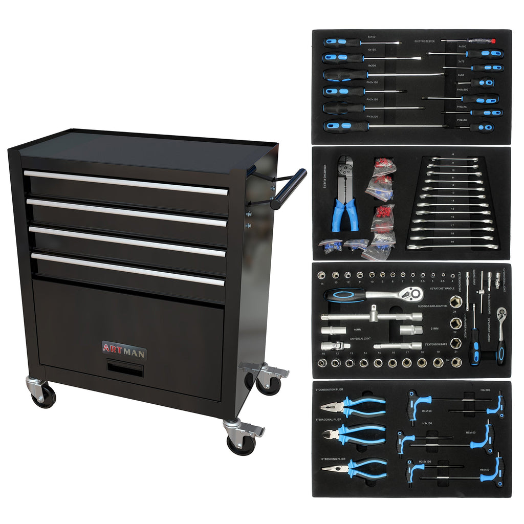 4-Drawer Rolling Tool Box with Tools