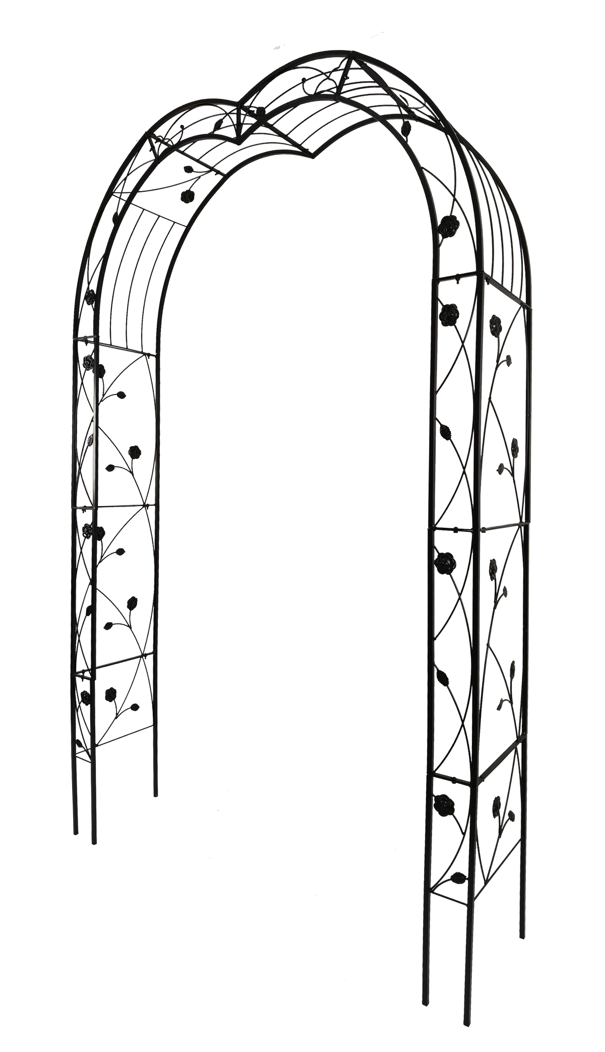 Metal Garden Arch with Sturdy Iron Construction - Black