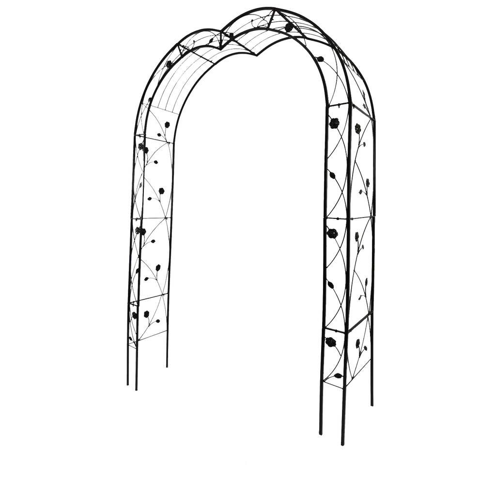 Metal Garden Arch with Sturdy Iron Construction - Black