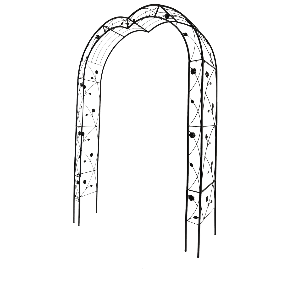 Metal Garden Arch with Sturdy Iron Construction - Black