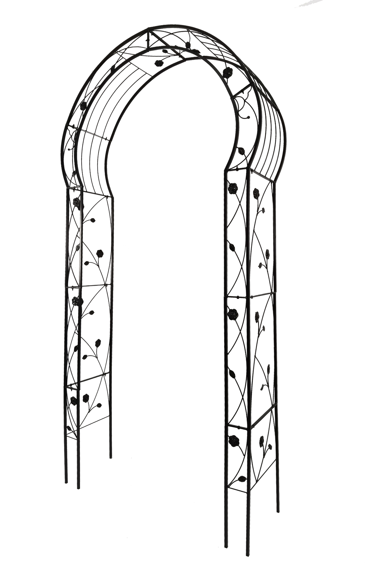 Metal Garden Arch with Sturdy Iron Construction - Black
