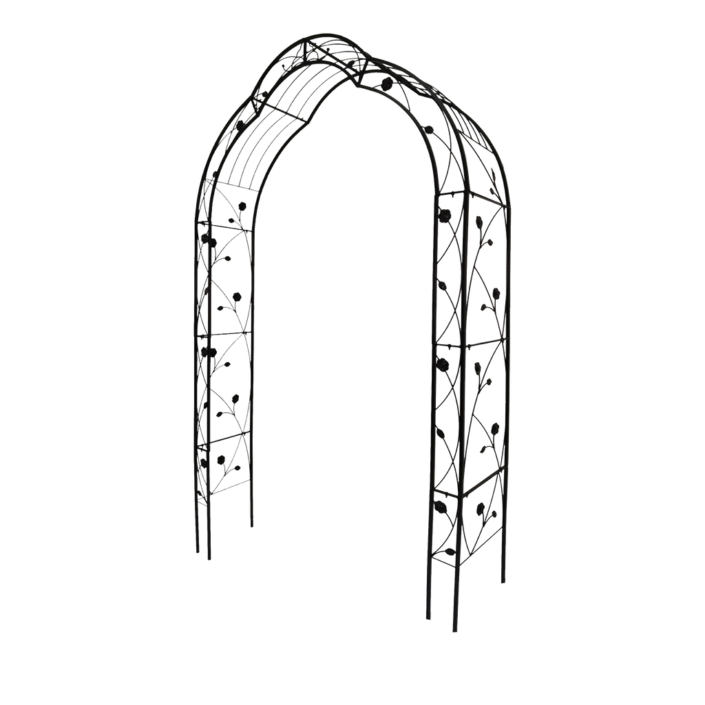 Metal Garden Arch with Sturdy Iron Construction - Black