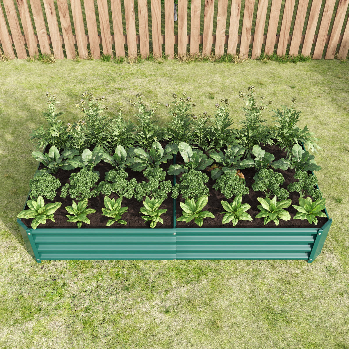 Raised Garden Bed Outdoor Metal Planter with Durable Construction – Green or Silver