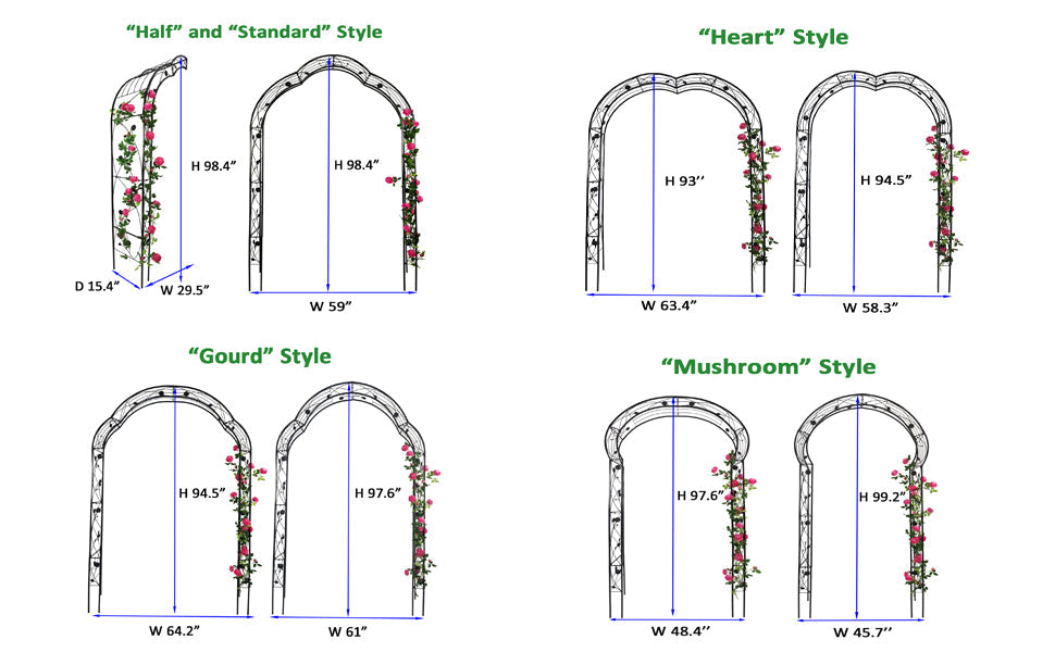 Metal Garden Arch with Sturdy Iron Construction - Black