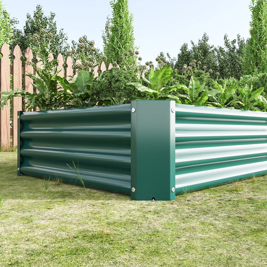 Raised Garden Bed Outdoor Metal Planter with Durable Construction – Green or Silver