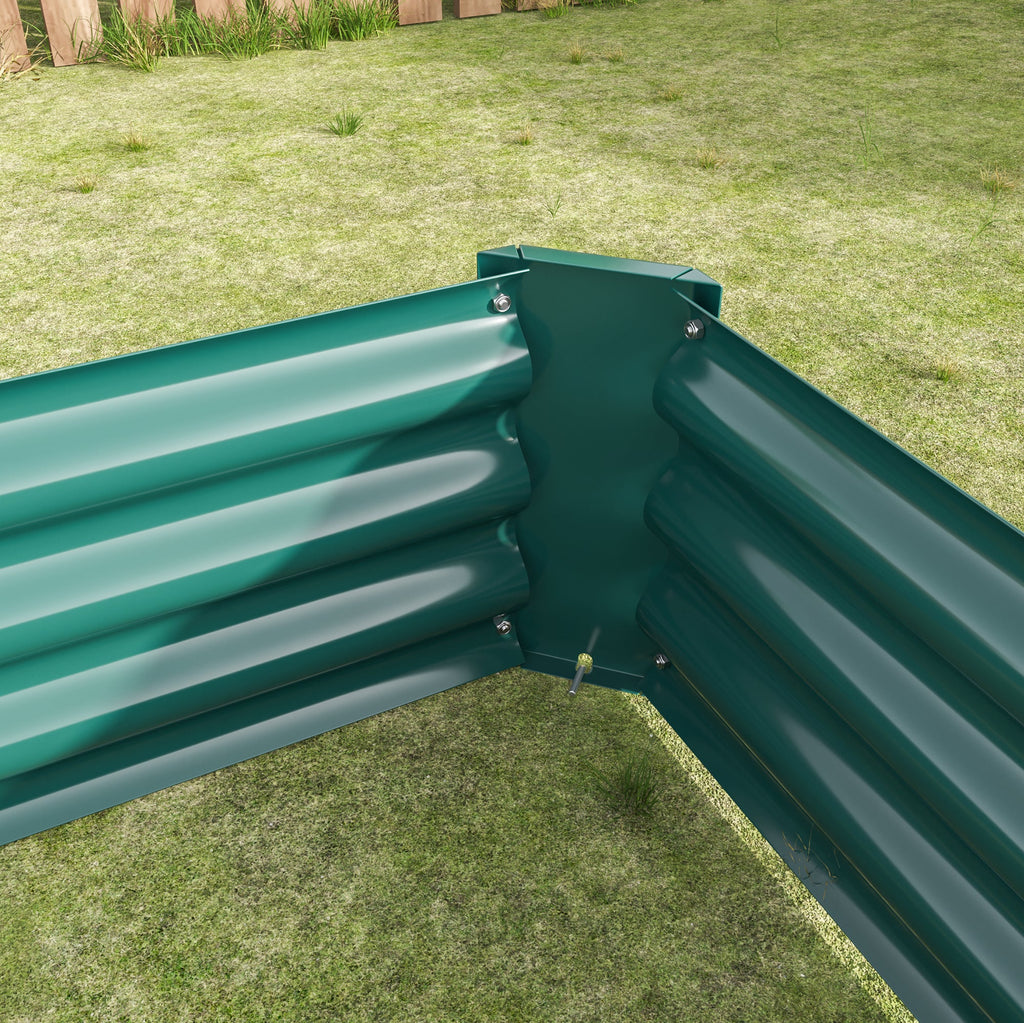 Raised Garden Bed Outdoor Metal Planter with Durable Construction – Green or Silver