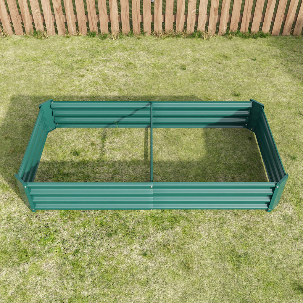 Raised Garden Bed Outdoor Metal Planter with Durable Construction – Green or Silver