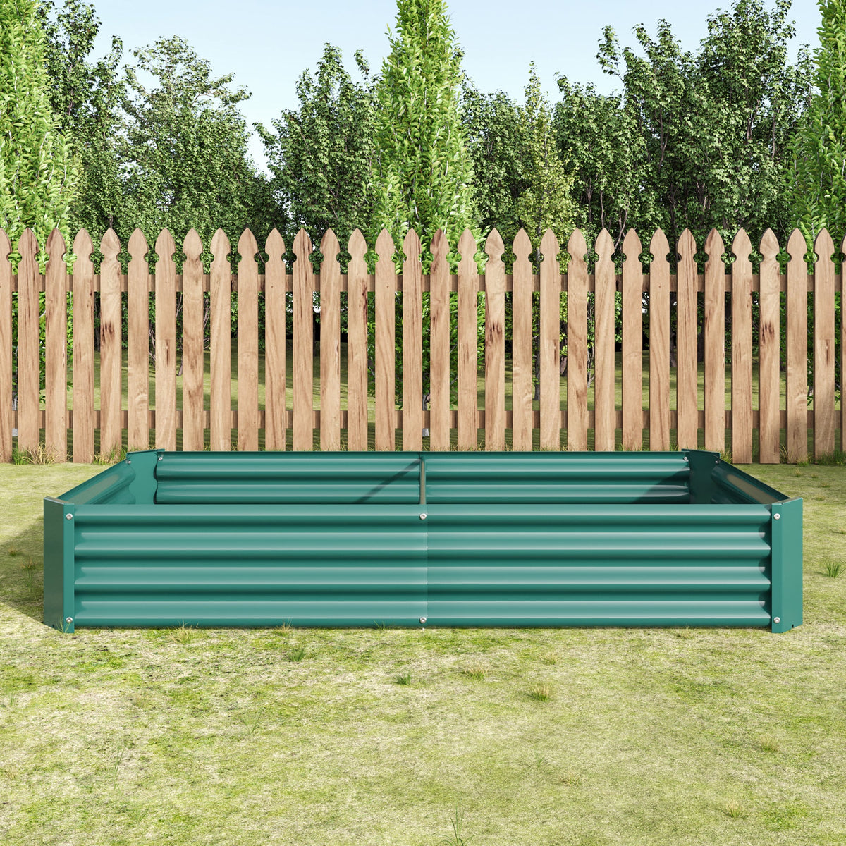 Raised Garden Bed Outdoor Metal Planter with Durable Construction – Green or Silver