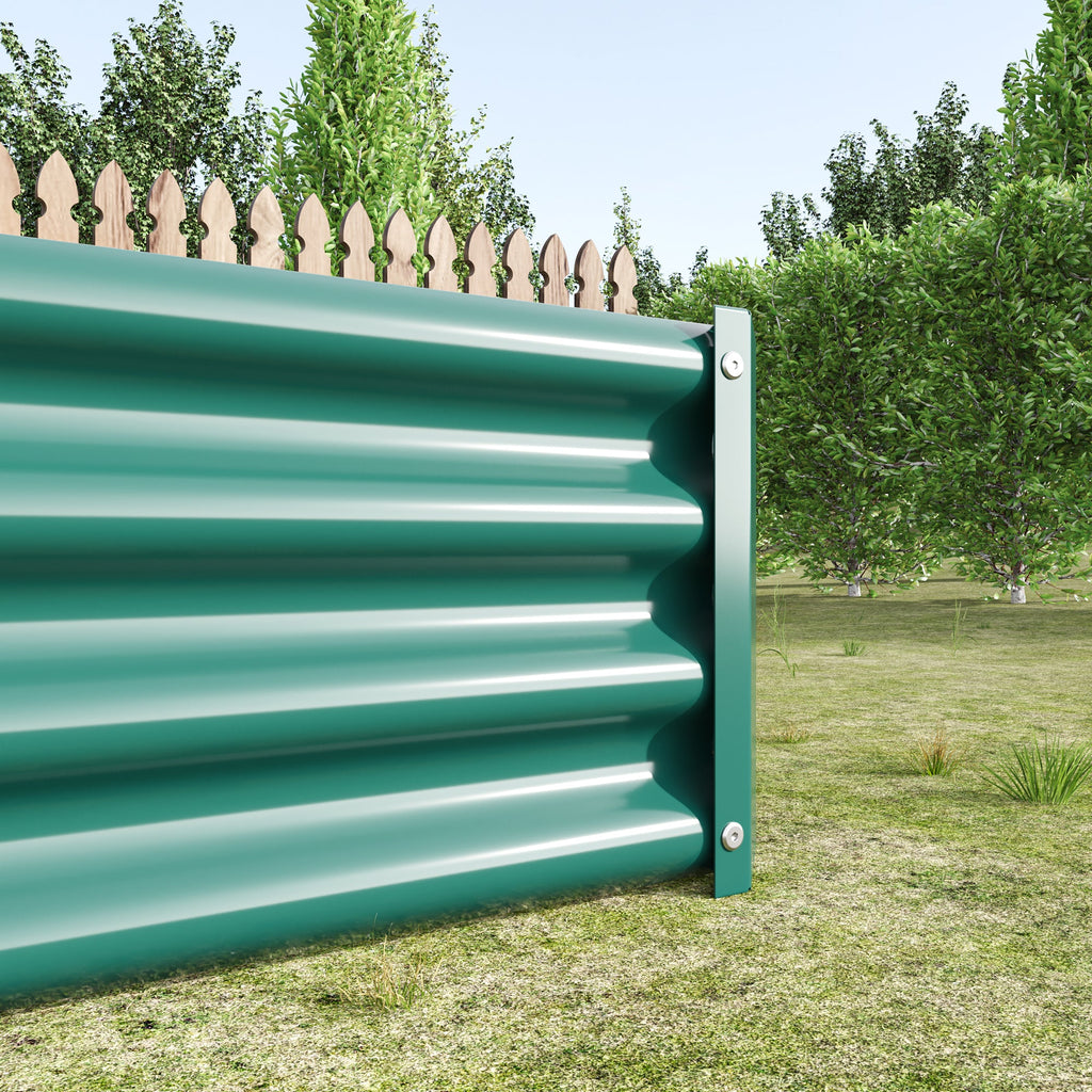 Raised Garden Bed Outdoor Metal Planter with Durable Construction – Green or Silver