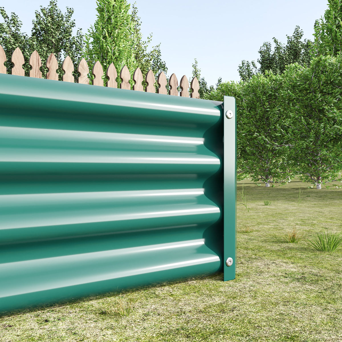 Raised Garden Bed Outdoor Metal Planter with Durable Construction – Green or Silver