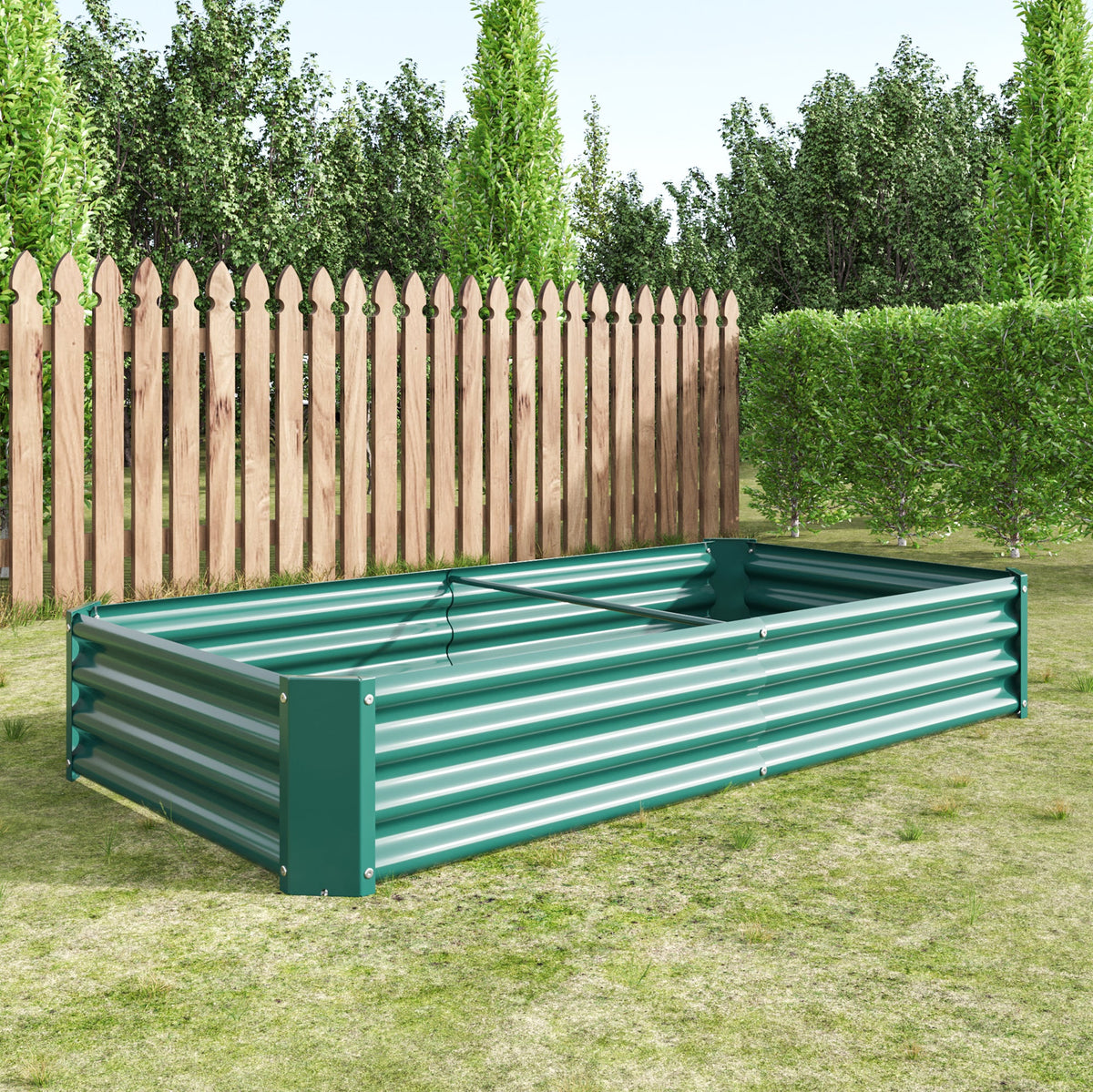 Raised Garden Bed Outdoor Metal Planter with Durable Construction – Green or Silver