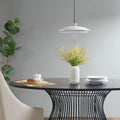 2-Tier Layered Shade Pendant Lighting with Double Layered Disc - Matte White and Gold