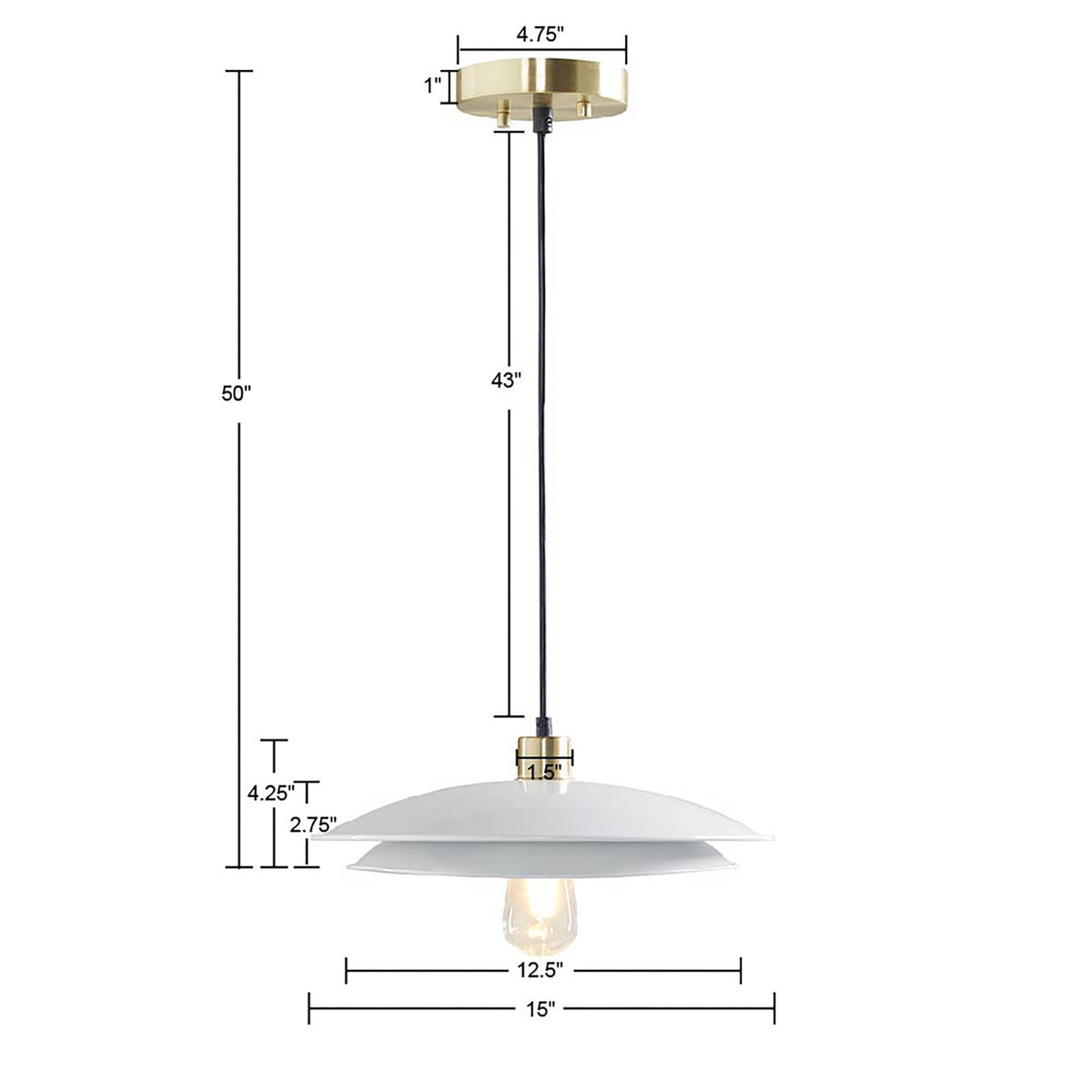 2-Tier Layered Shade Pendant Lighting with Double Layered Disc - Matte White and Gold