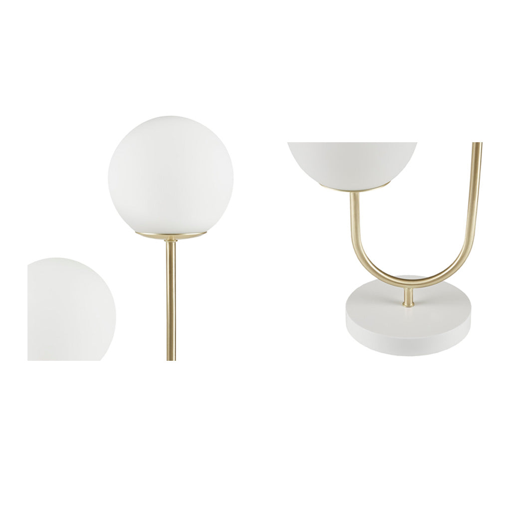 Metal 2-Light Globe Table Lamp with Modern Iron Construction - White