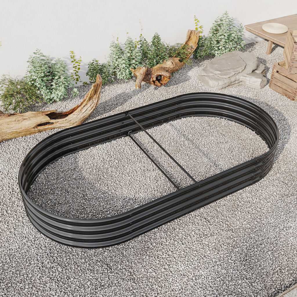 Oval Large Metal Raised Garden Bed with Generous Planting Space - Metal