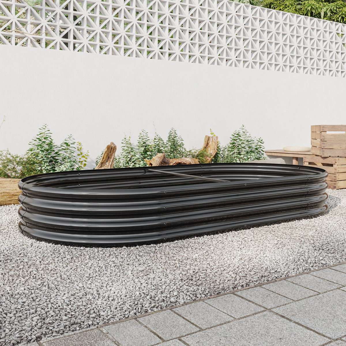 Oval Large Metal Raised Garden Bed with Generous Planting Space - Metal