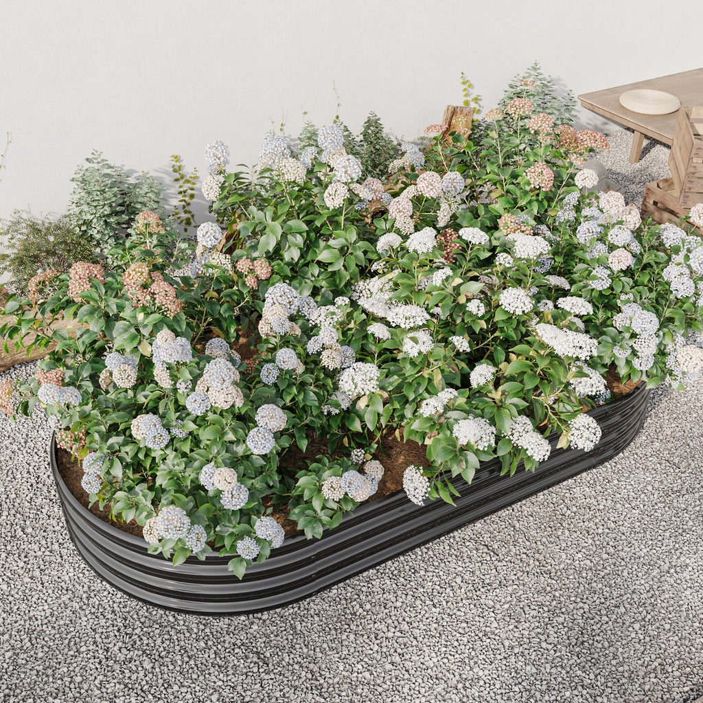 Oval Large Metal Raised Garden Bed with Generous Planting Space - Metal