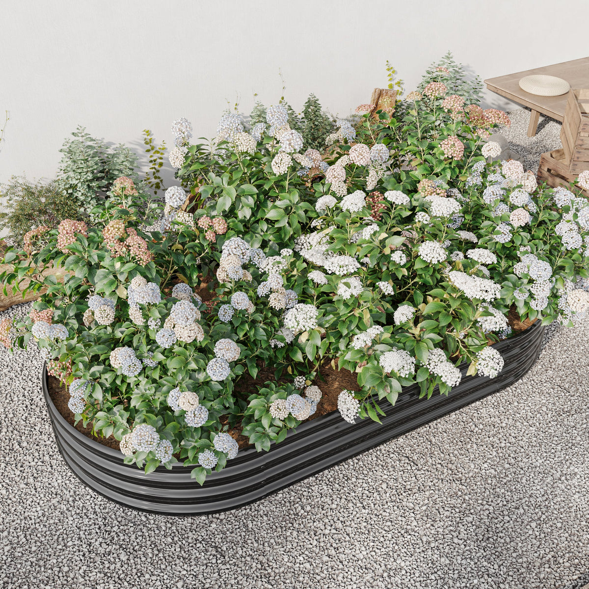 Oval Large Metal Raised Garden Bed with Generous Planting Space - Metal