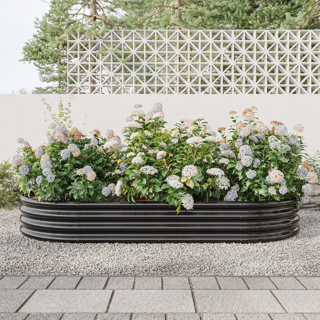 Oval Large Metal Raised Garden Bed with Generous Planting Space - Metal