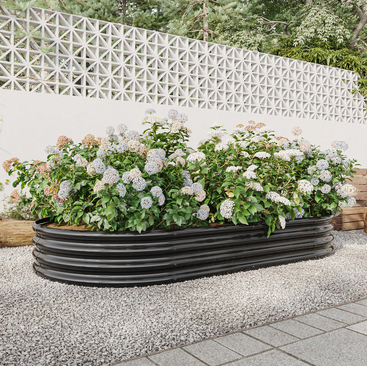 Oval Large Metal Raised Garden Bed with Generous Planting Space - Metal