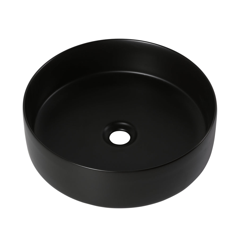 Ceramic Circular Vessel Bathroom Sink with Easy-to-Clean Glaze - White