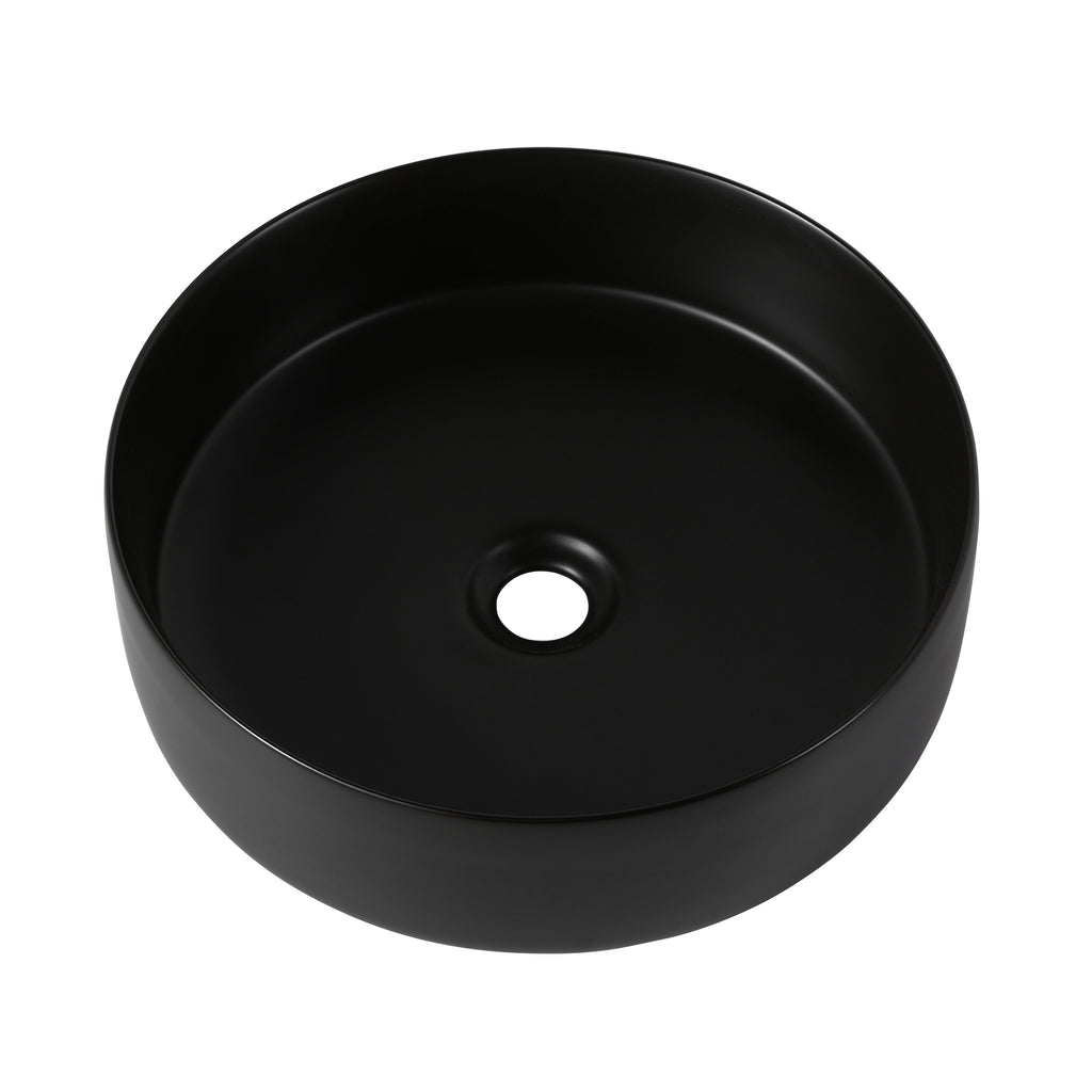 Ceramic Circular Vessel Bathroom Sink with Easy-to-Clean Glaze - White