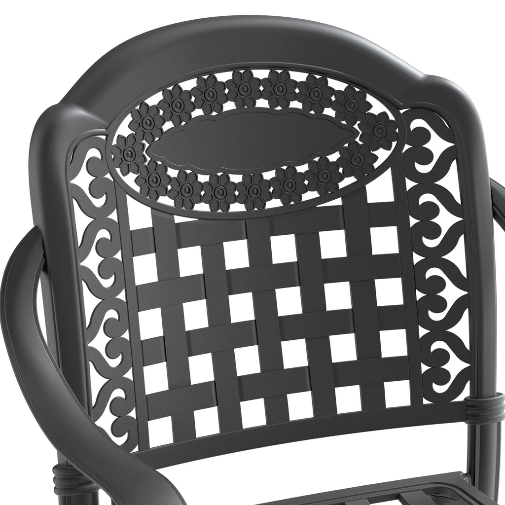 Cast Aluminum Patio Furniture Set with Cushions - Black, 5-Piece