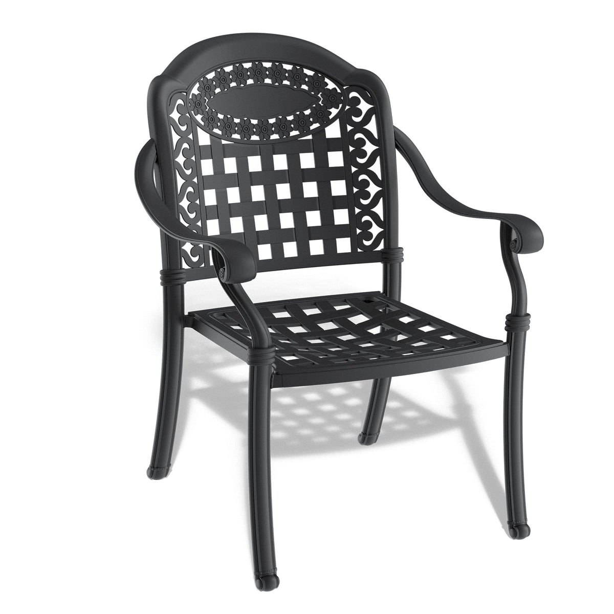 Cast Aluminum Patio Furniture Set with Cushions - Black, 5-Piece