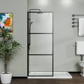 34" Shower Screen Door with Tempered Glass - Black