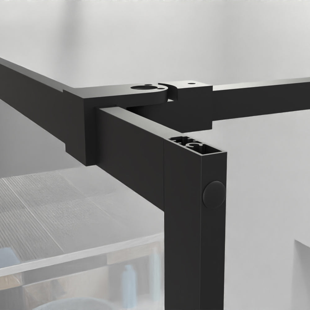 Tempered Glass Shower Screen with Open Entry - Black