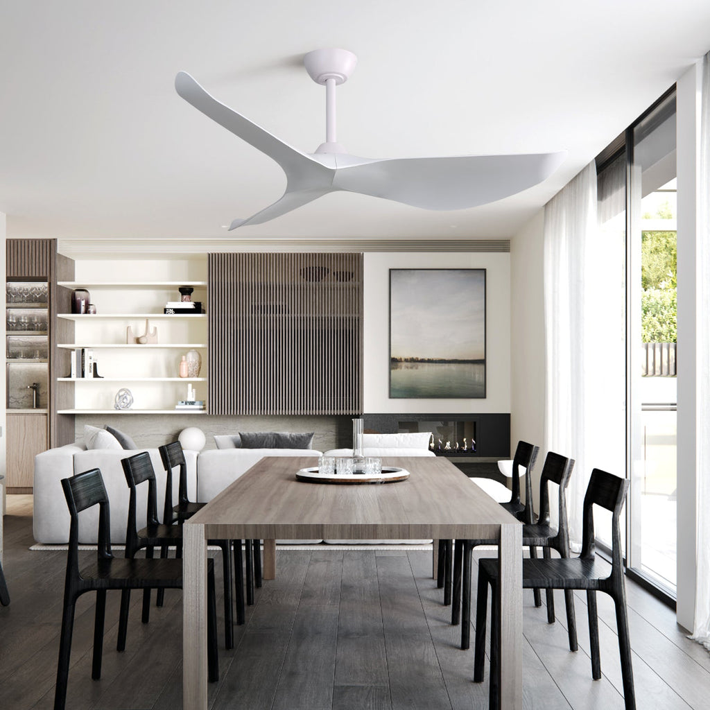 52 Inch Indoor Ceiling Fan with 6-Speed Remote and Reversible DC Motor - White