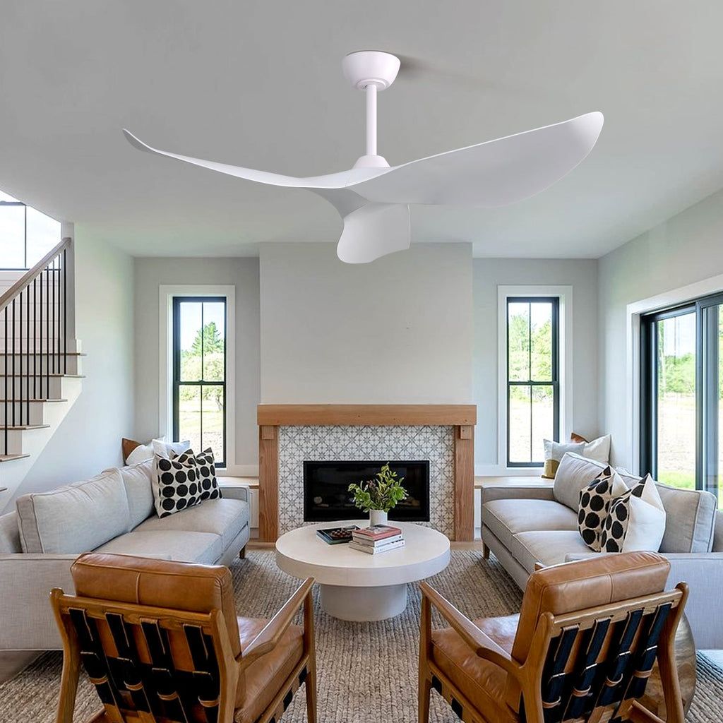 52 Inch Indoor Ceiling Fan with 6-Speed Remote and Reversible DC Motor - White