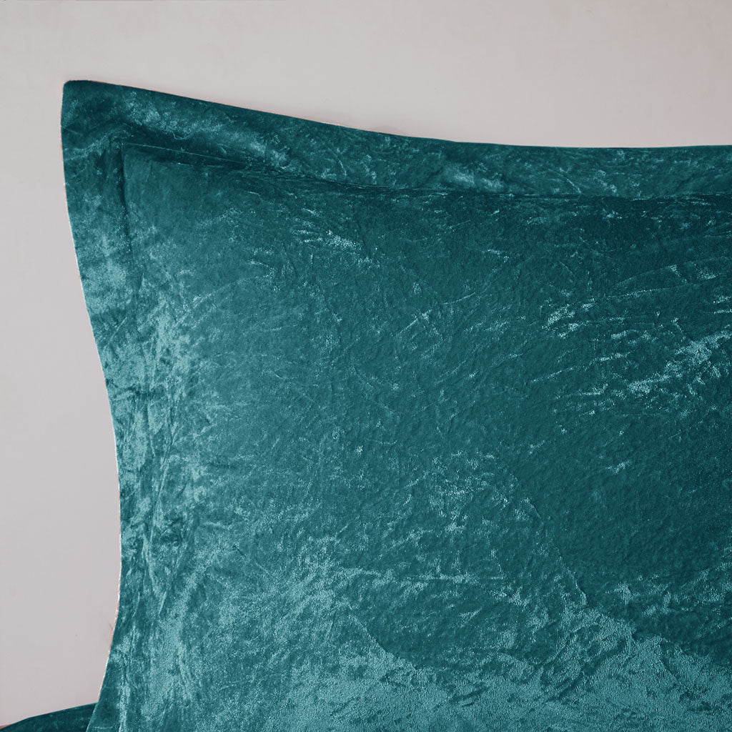 Velvet Full/Queen Comforter Set with Decorative Pillow - Teal or Black