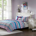 Full/Queen Reversible Quilt Set with Throw Pillows - Boho Prints