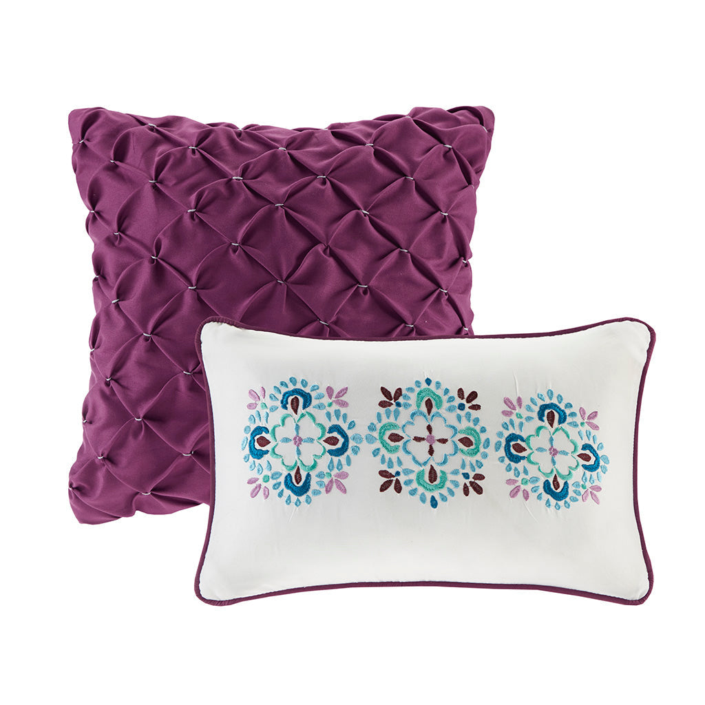 Full/Queen Reversible Quilt Set with Throw Pillows - Boho Prints