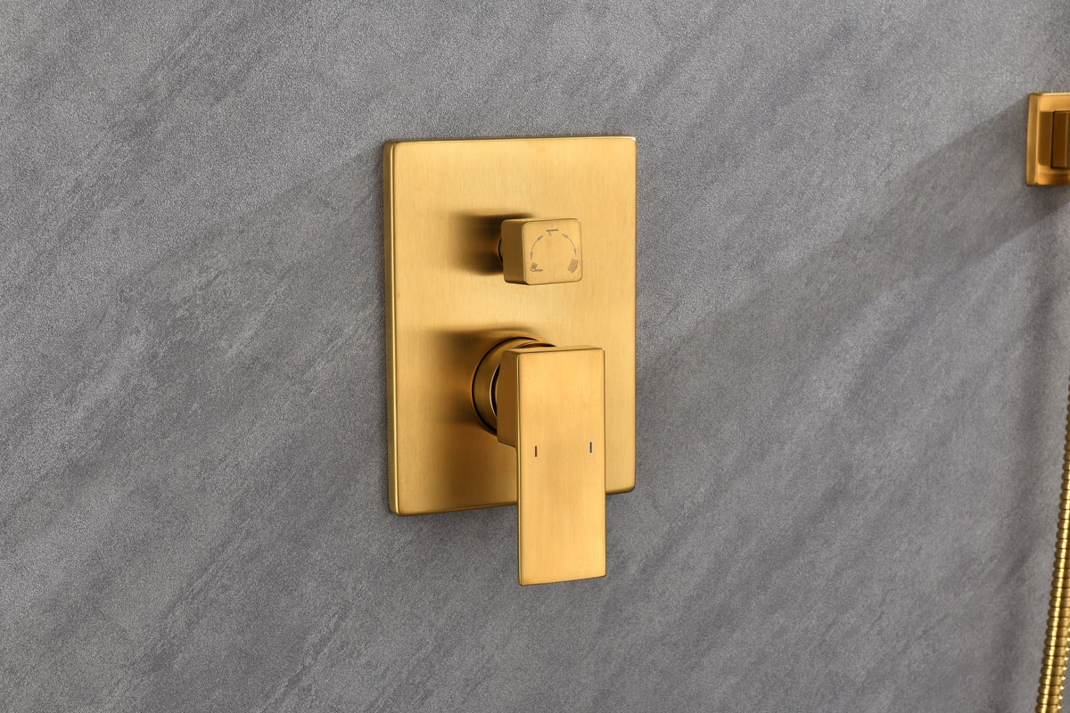 Wall Mounted Shower System with Rainfall and Handheld - Gold or White
