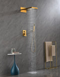Wall Mounted Shower System with Rainfall and Handheld - Gold or White