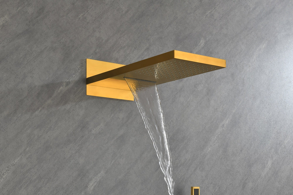 Wall Mounted Shower System with Rainfall and Handheld - Gold or White