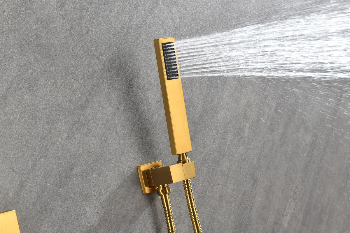 Wall Mounted Shower System with Rainfall and Handheld - Gold or White