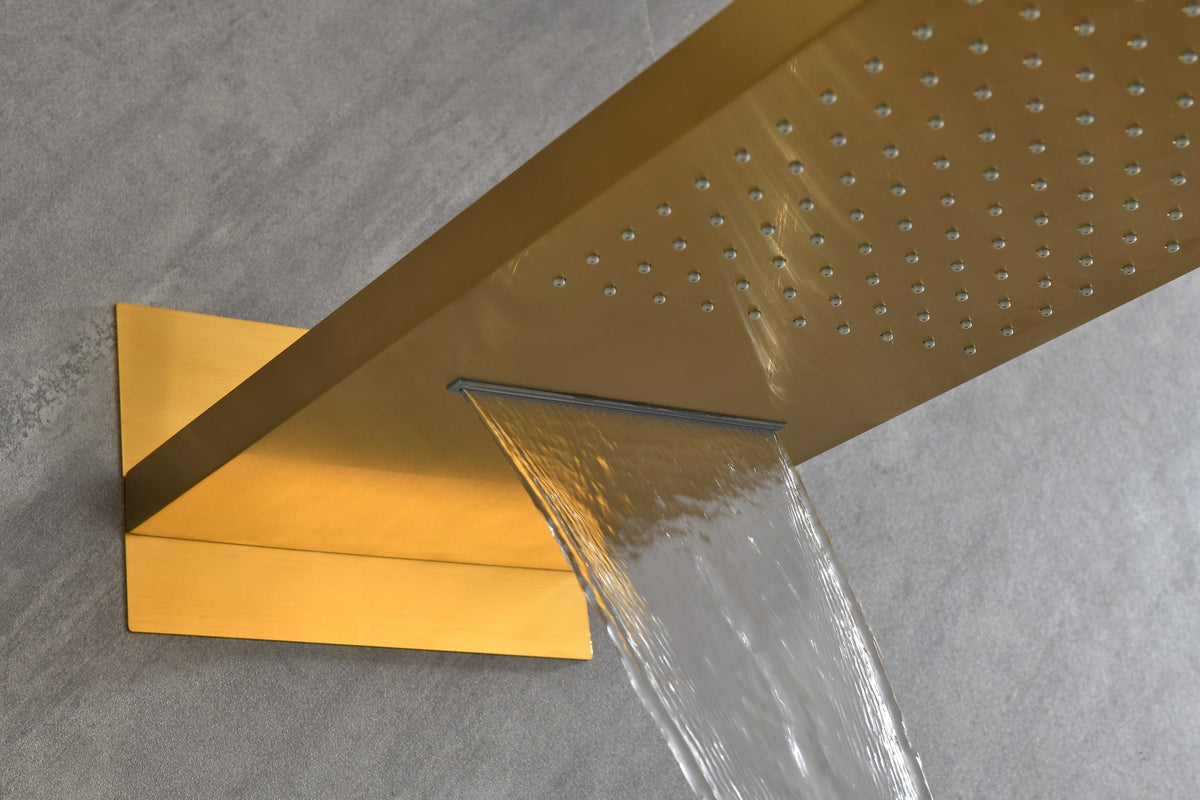 Wall Mounted Shower System with Rainfall and Handheld - Gold or White